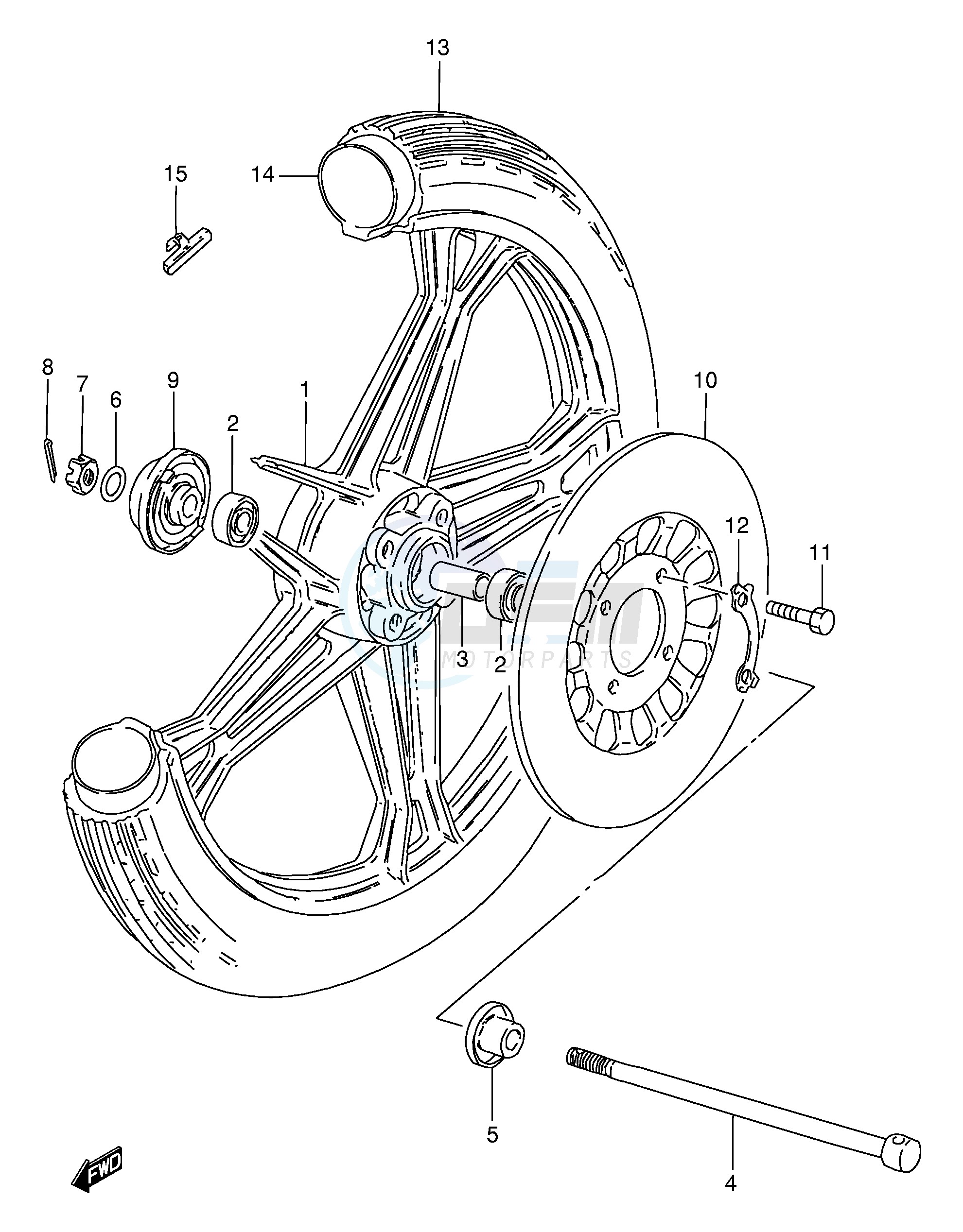 FRONT WHEEL (SEE NOTE) image