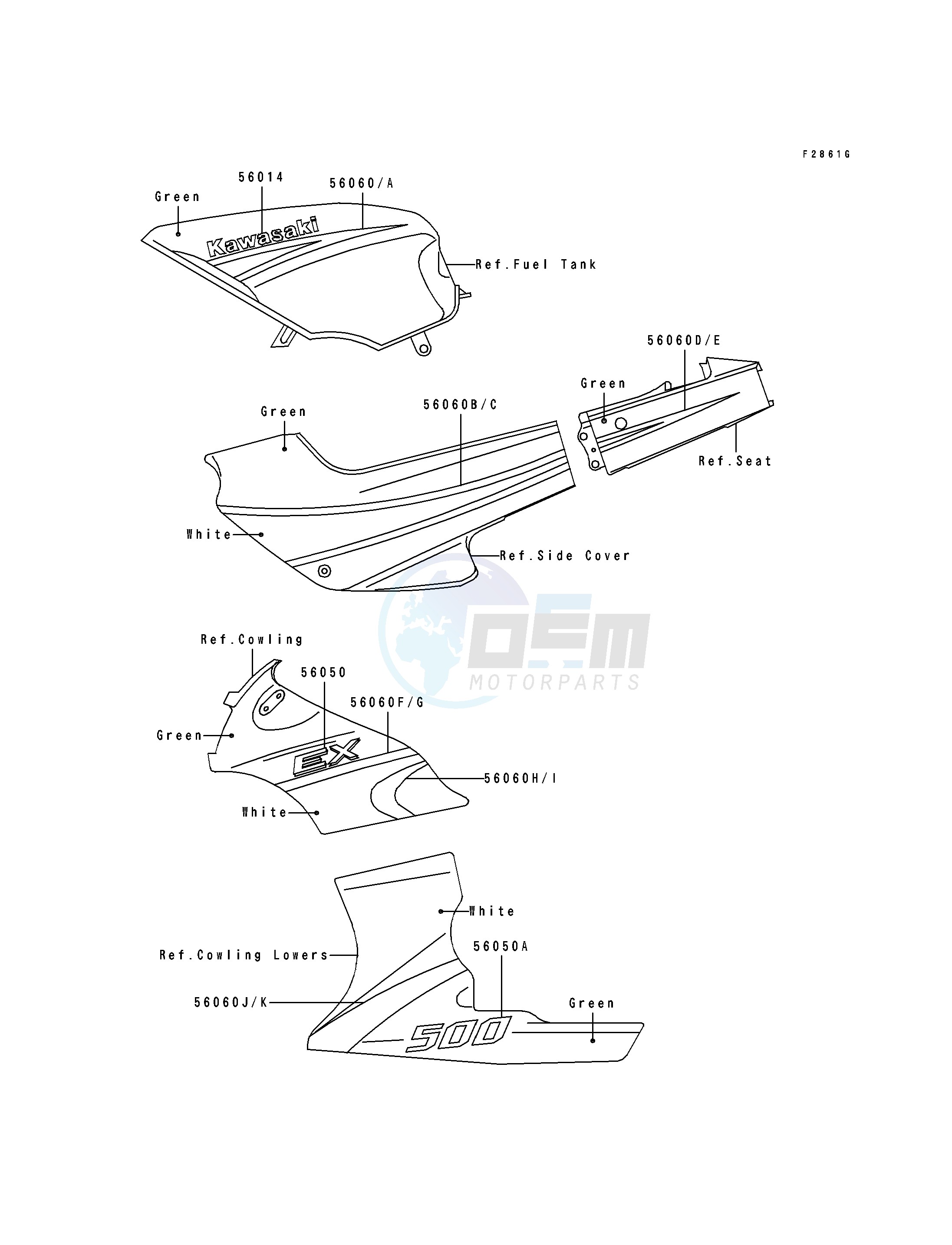 DECALS-- EX500-A7- --- GREEN_WHITE- - image