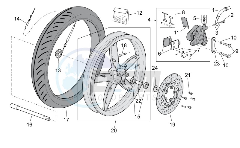 Front wheel - disc brake blueprint