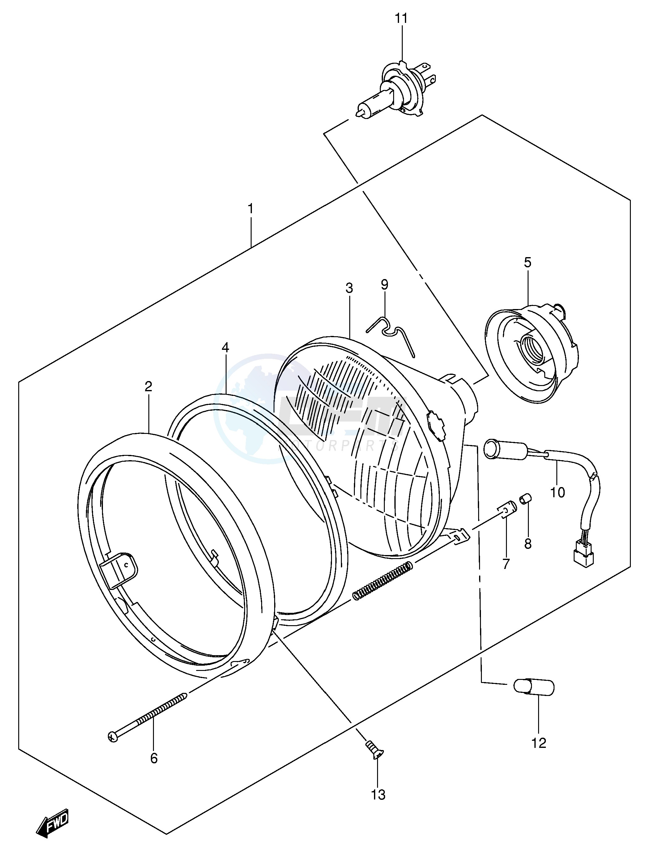 HEADLAMP ASSY (MODEL K1 K2 K3 K4 E2,E19) image