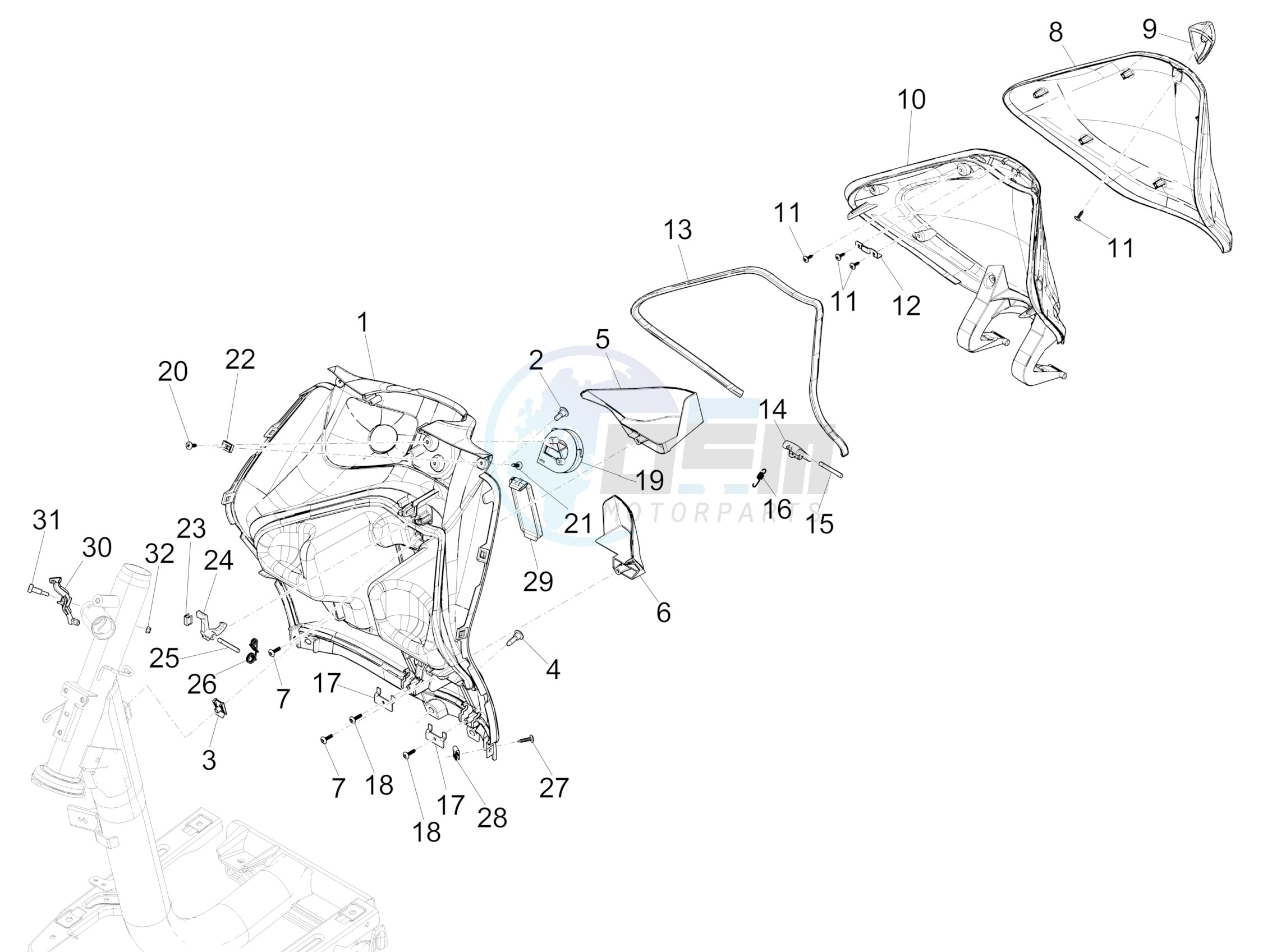 Front glove-box - Knee-guard panel image