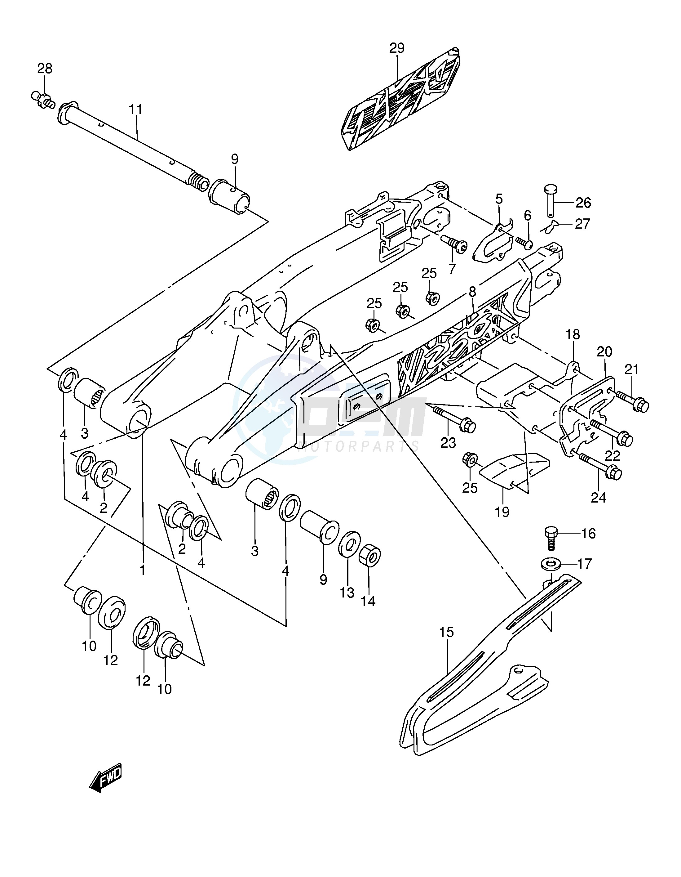REAR SWINGING ARM (MODEL S T) blueprint