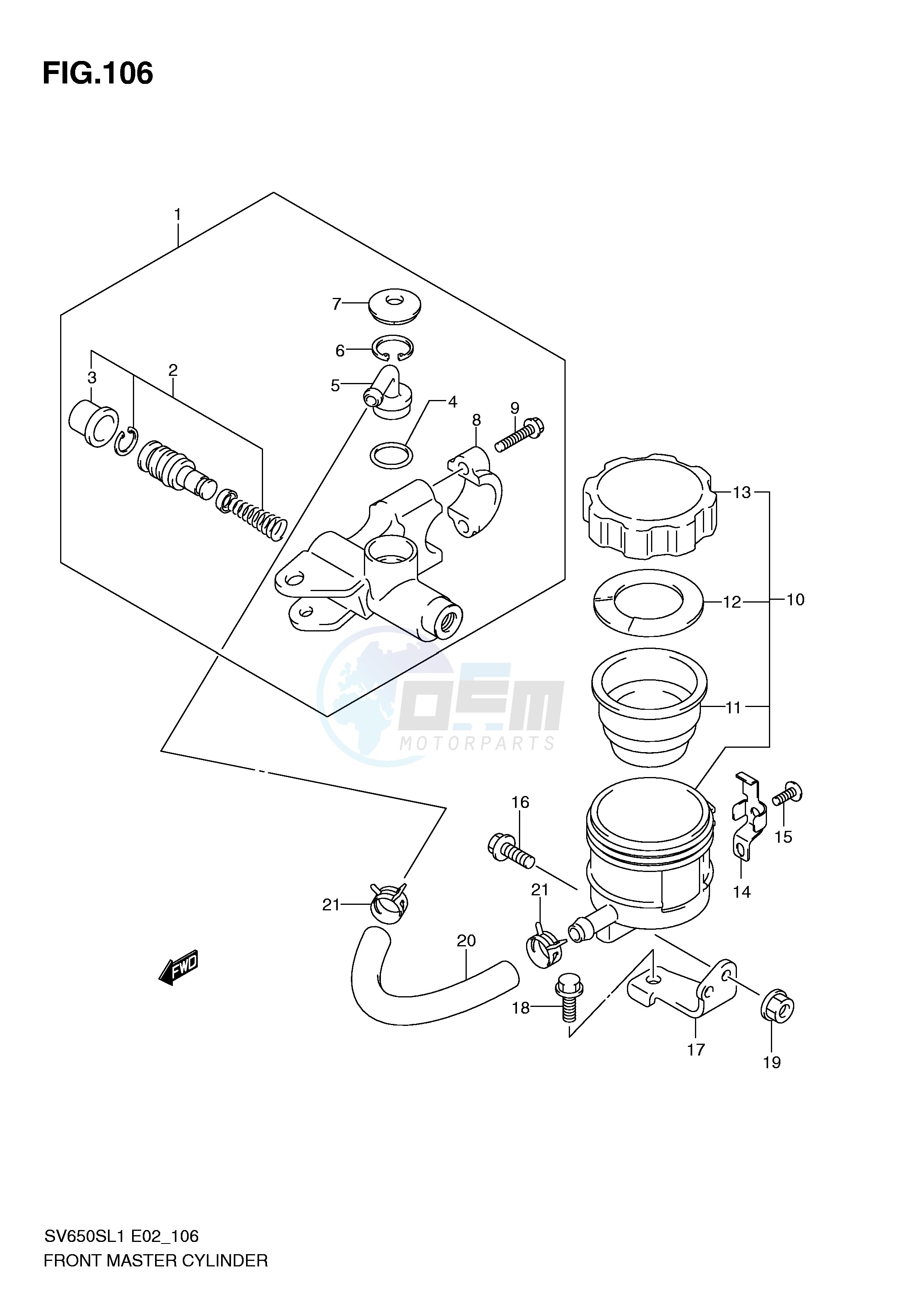 FRONT MASTER CYLINDER (SV650SL1 E2) image