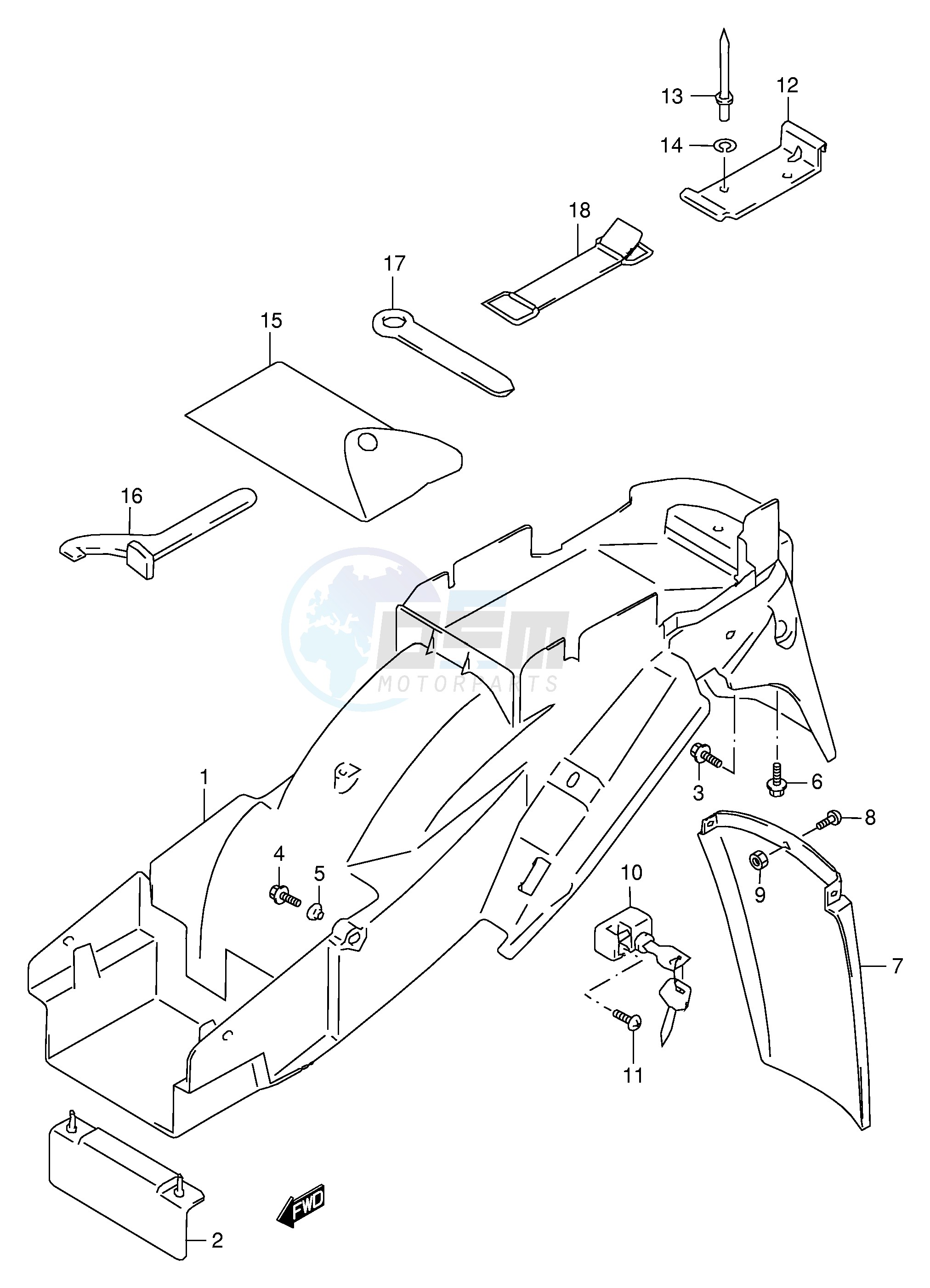 REAR FENDER (MODEL W X Y K1 K2) blueprint