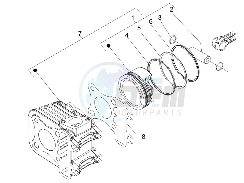 Cylinder-piston-wrist pin unit image