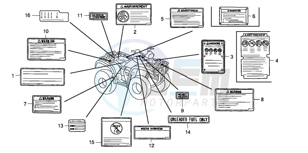 CAUTION LABEL (TRX500FA1/2/3/4) blueprint