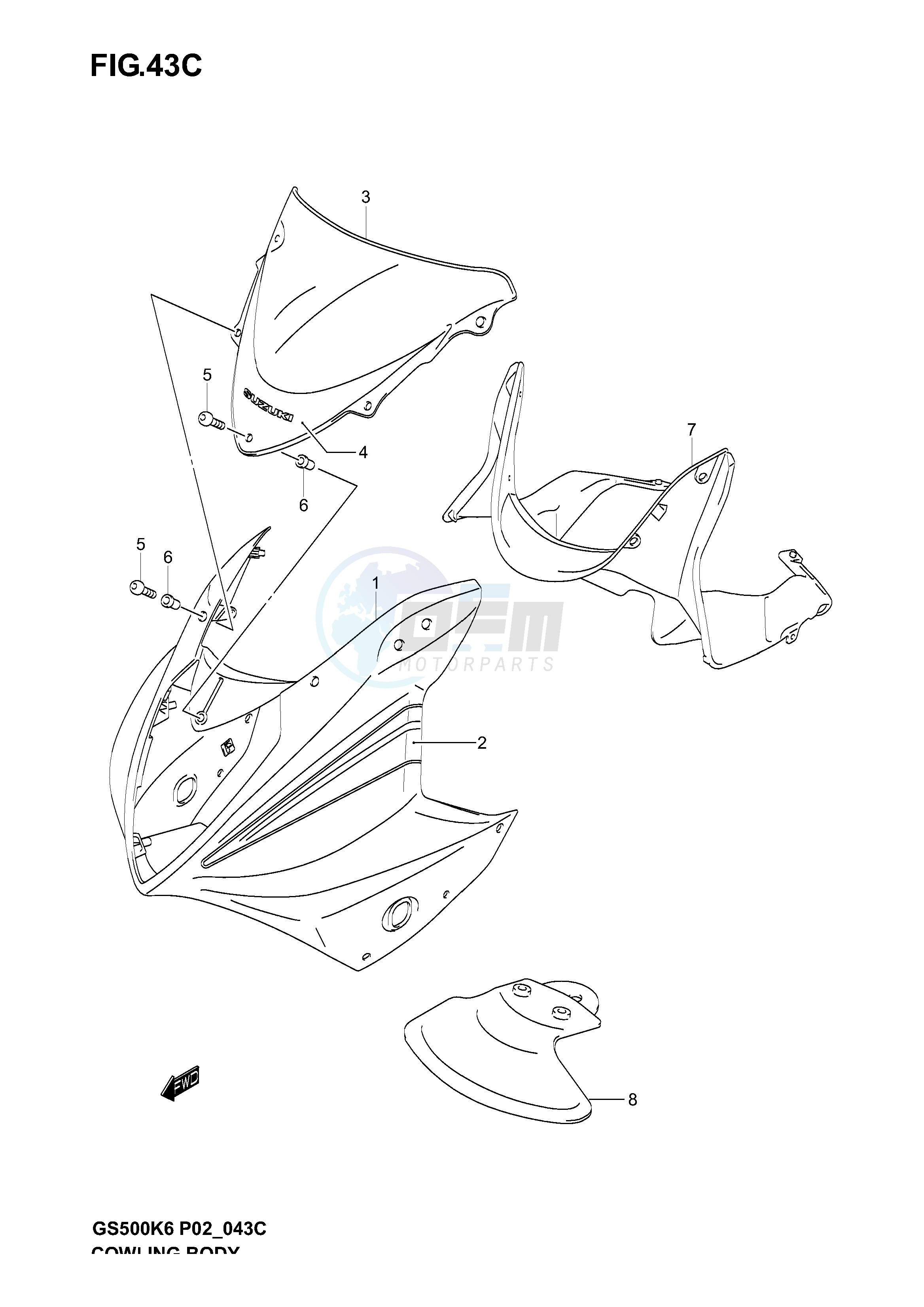 COWLING BODY (GS500FK6 FUK6) image