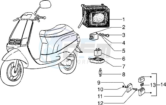 Battery - Relais - Unit turn signal lamps blueprint