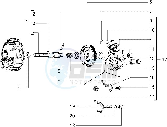 Components parts of rear hub blueprint