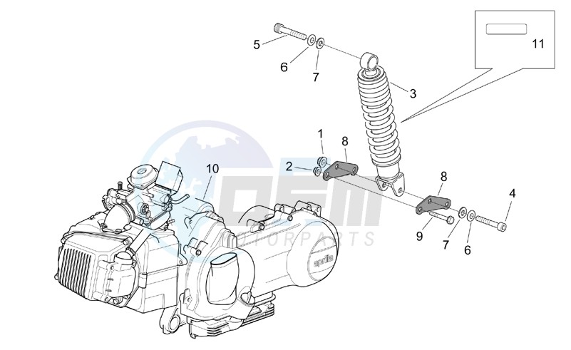 Engine - Rear shock absorber blueprint