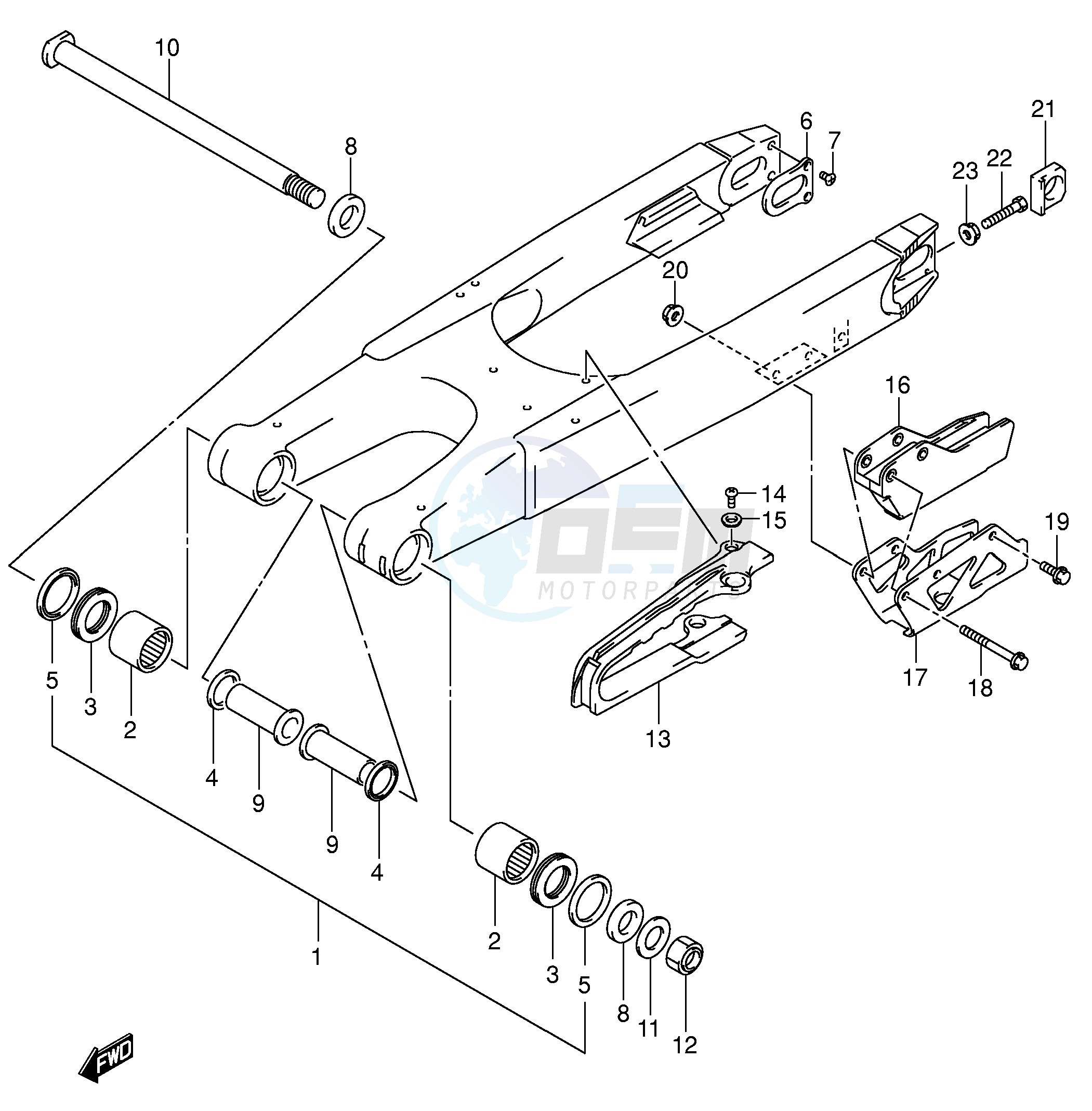 REAR SWINGING ARM (MODEL K4) blueprint