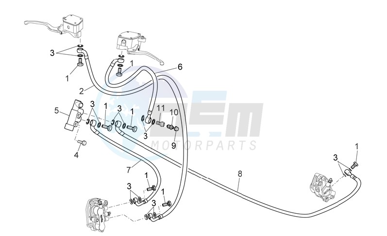 Front/rear brake system blueprint