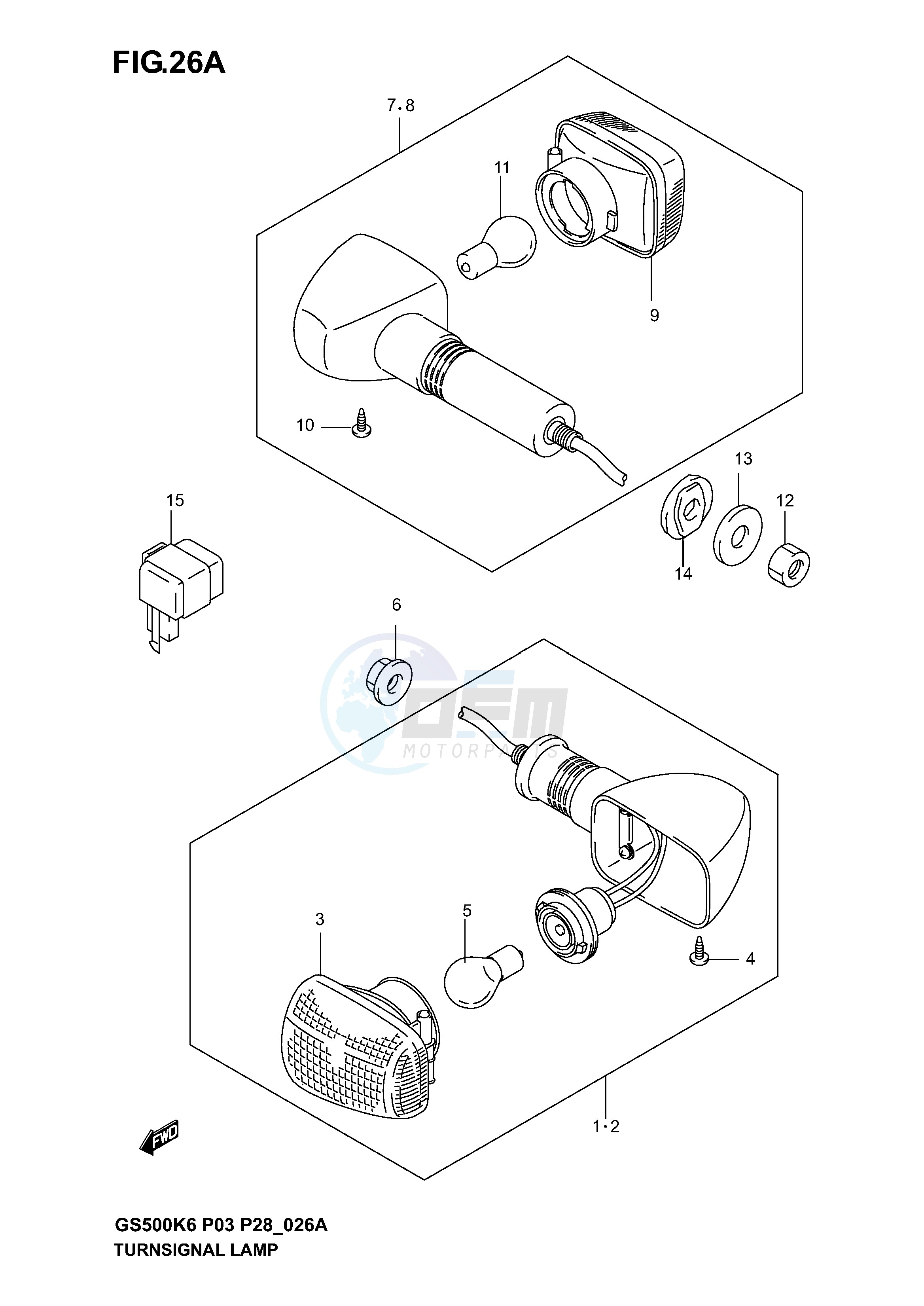 TURNSIGNAL LAMP (GS500K4 K5 K6 P28) blueprint