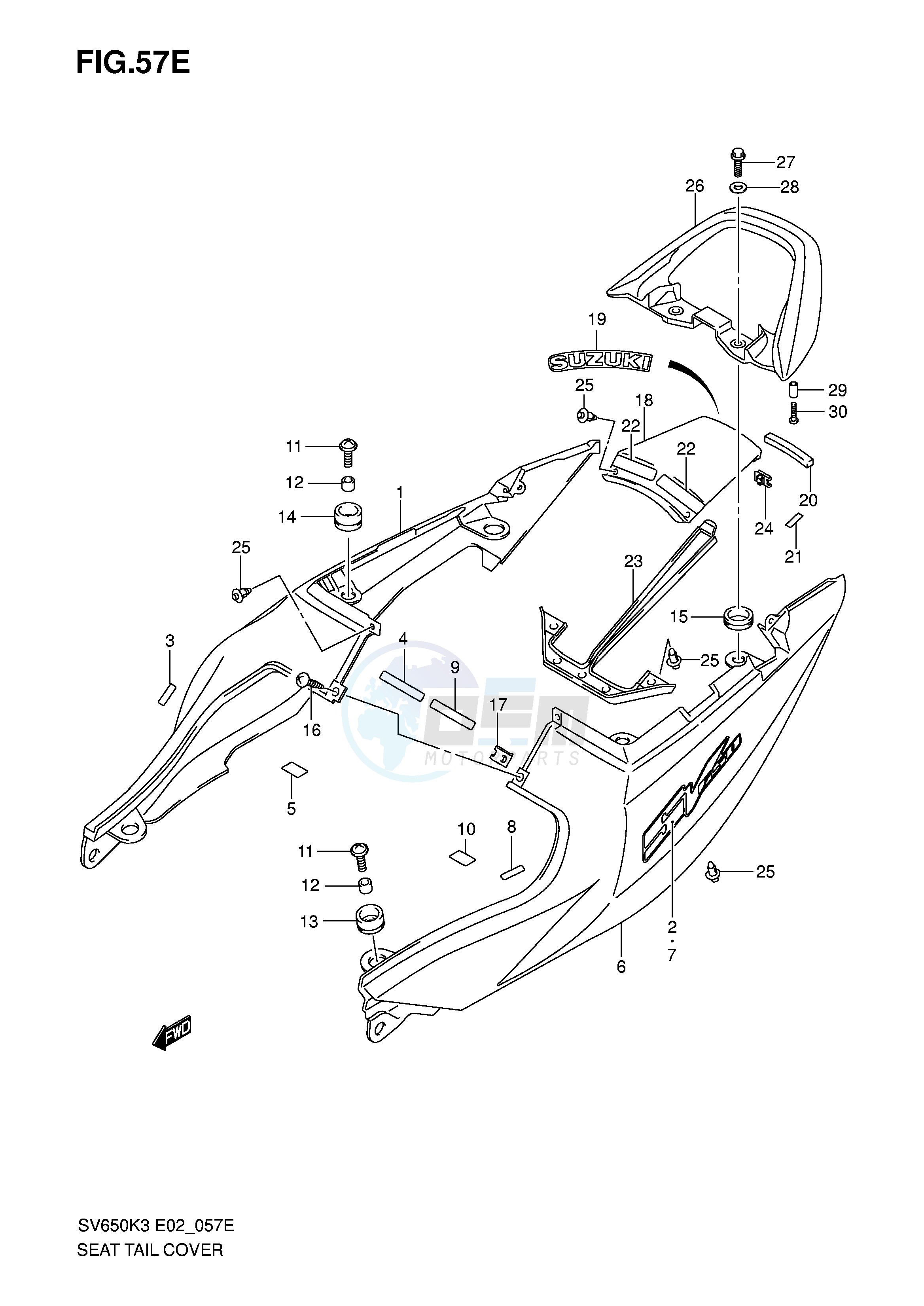 SEAT TAIL COVER (SV650K6 UK6) blueprint