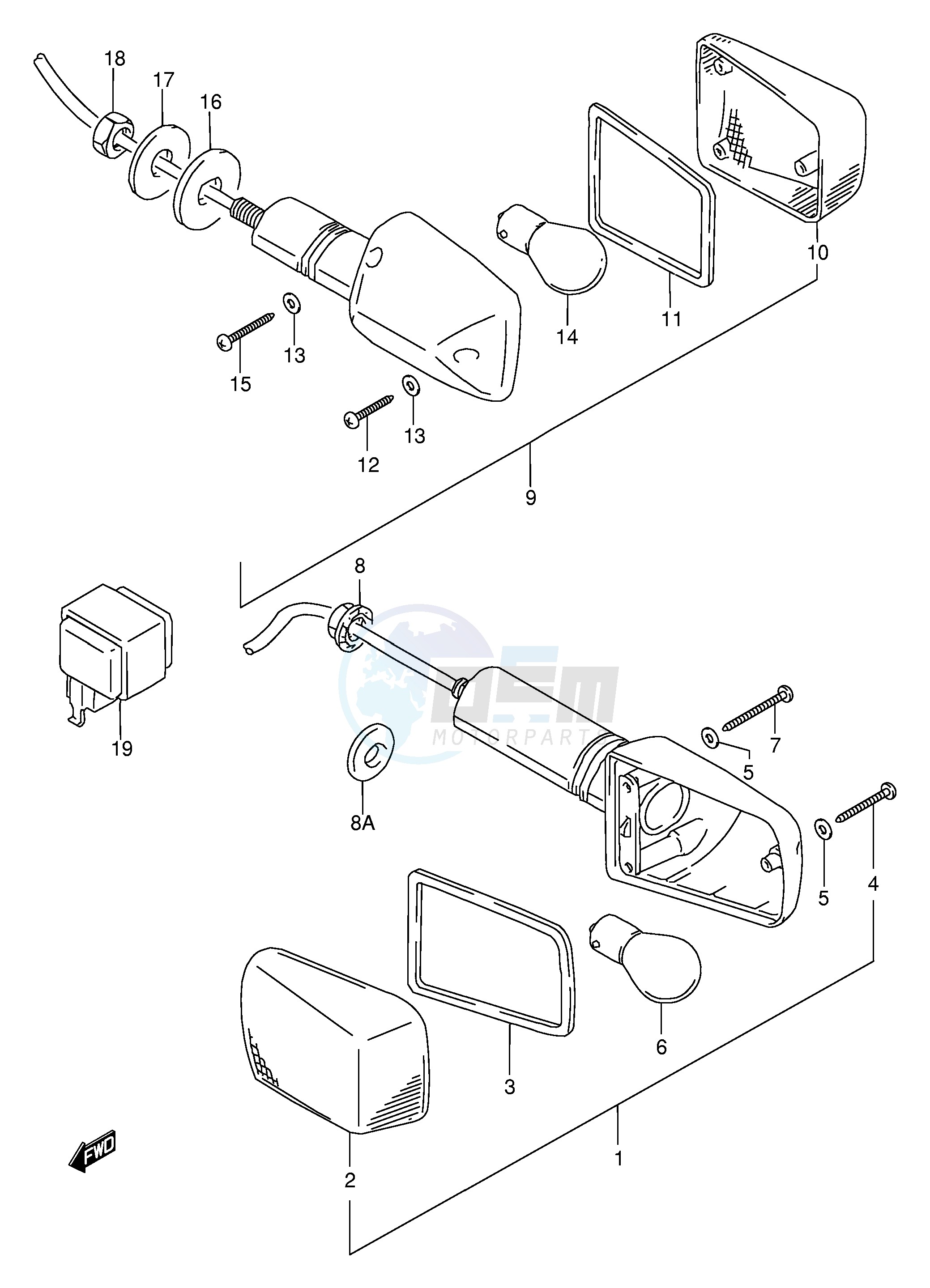 TURN SIGNAL LAMP (MODEL T V W X) blueprint