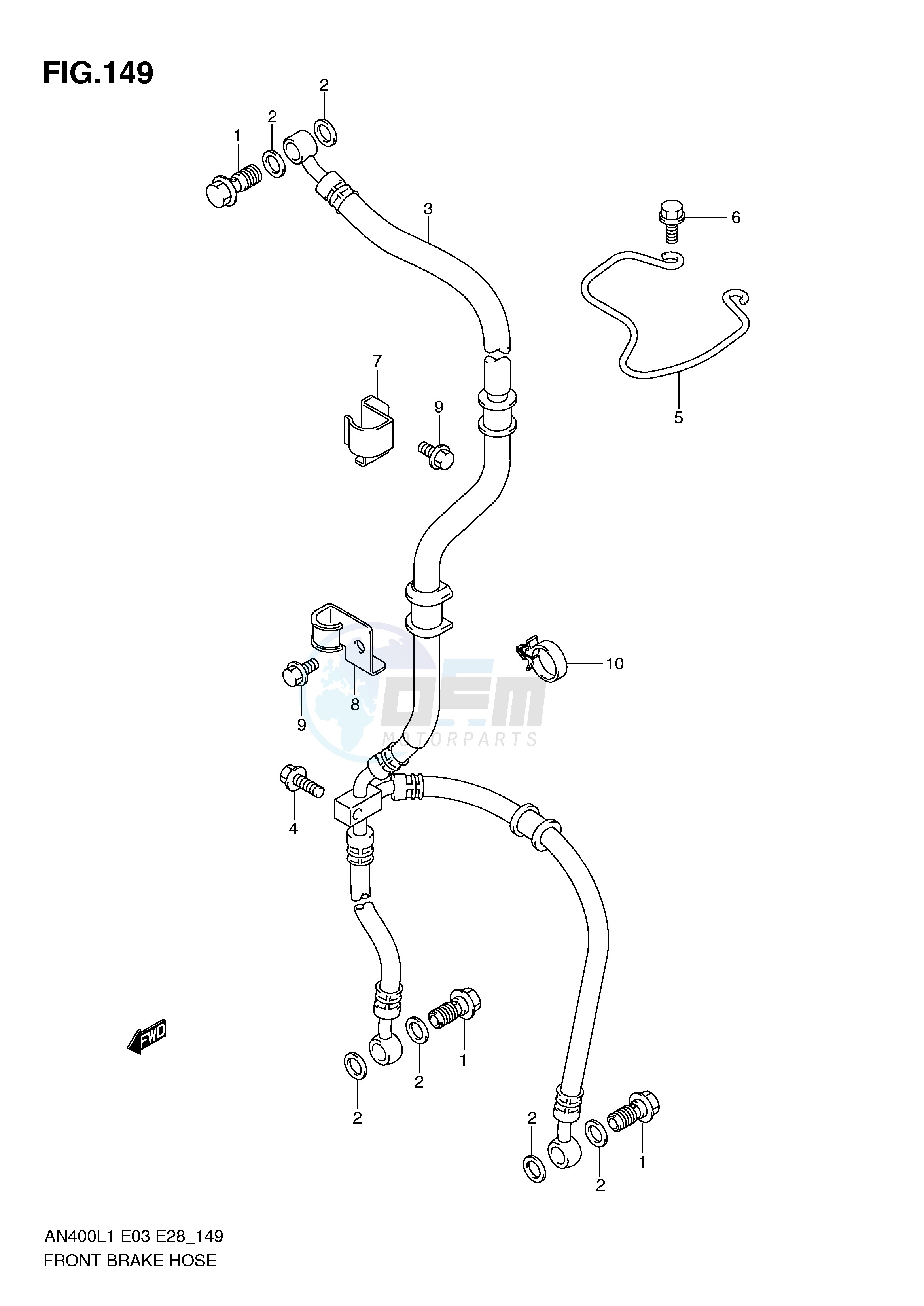 FRONT BRAKE HOSE (AN400L1 E33) image