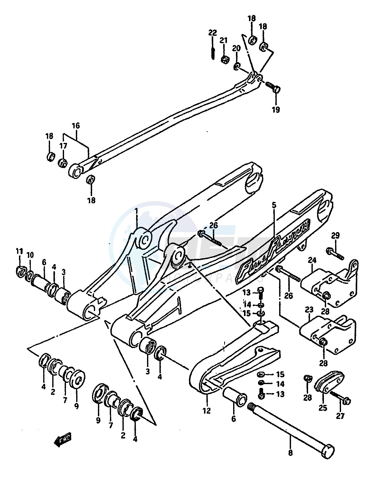 REAR SWINGING ARM (MODEL G H) blueprint