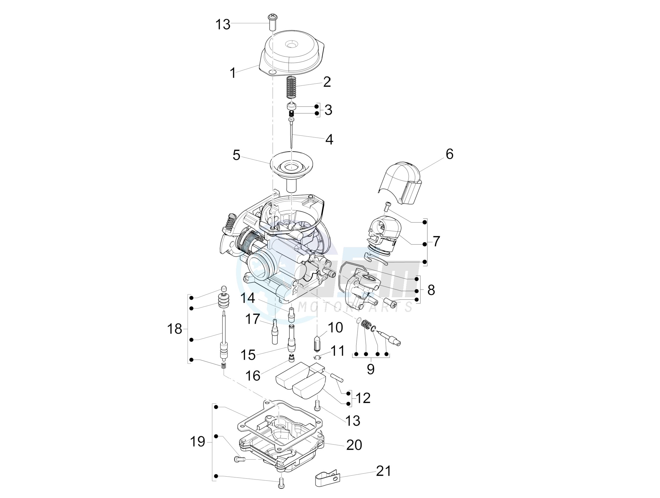 Carburetors components blueprint