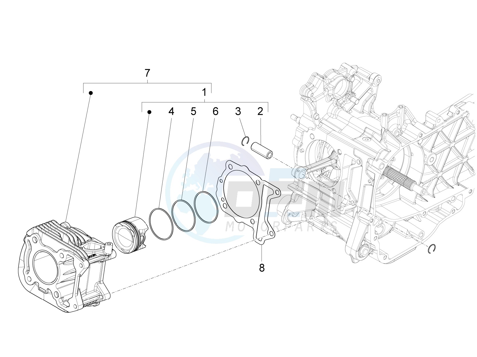 Cylinder-piston-wrist pin unit image