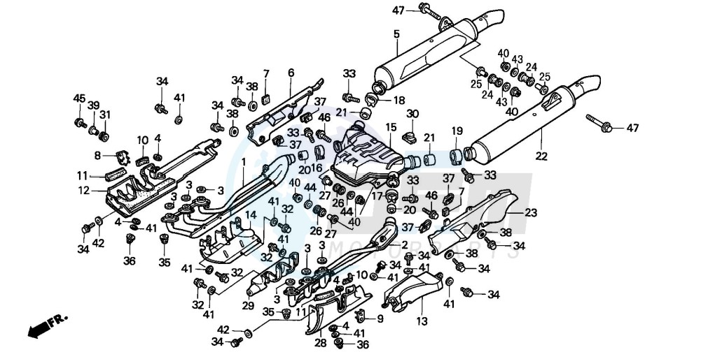 EXHAUST MUFFLER (GL1500AP/AR/AS/AT) blueprint