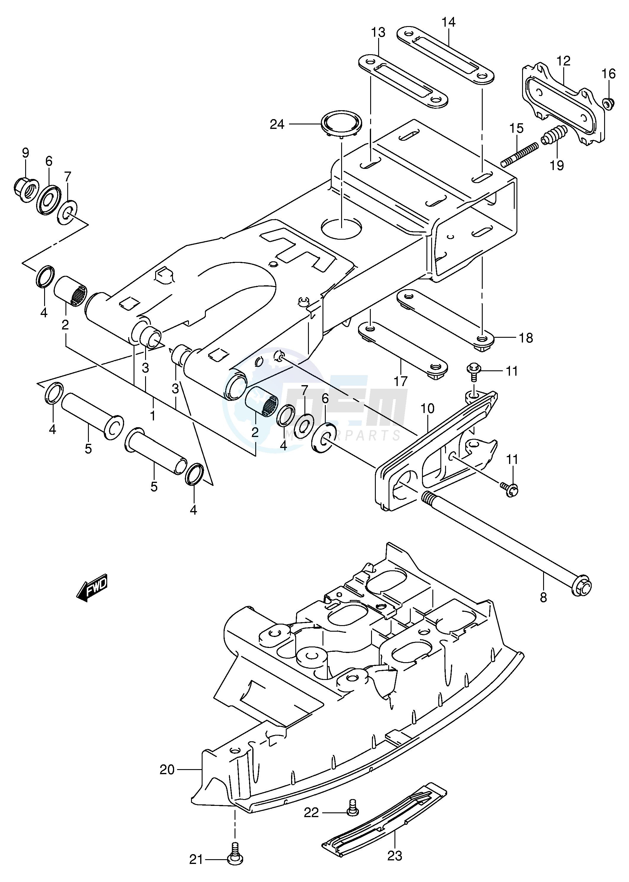 REAR SWINGING ARM (MODEL K3~F.NO.32113657) blueprint