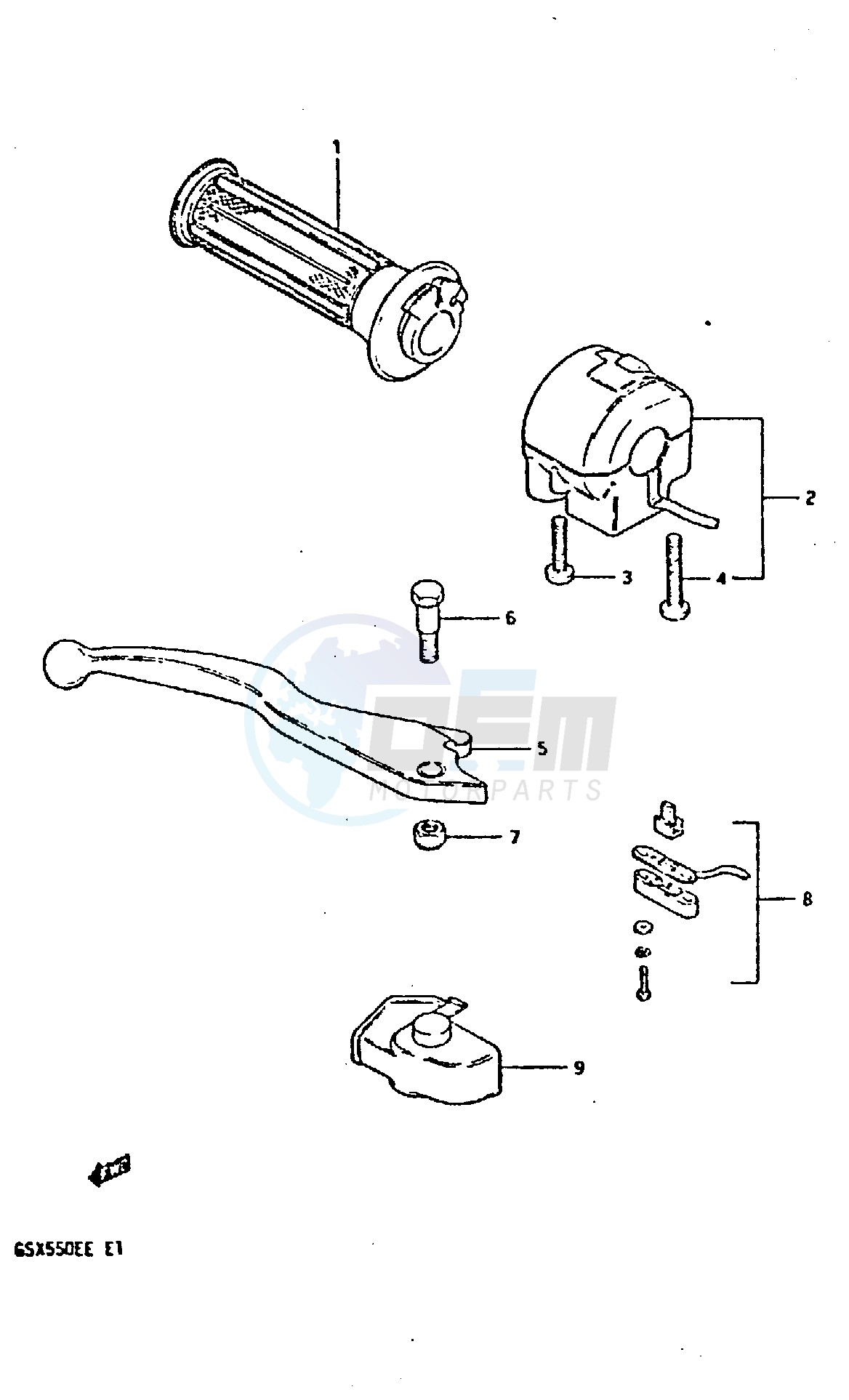 RIGHT HANDLE SWITCH (GSX550ESD ESE EFE) blueprint