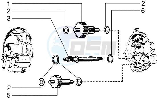 Component parts of rear hub (25 Kmh version) blueprint