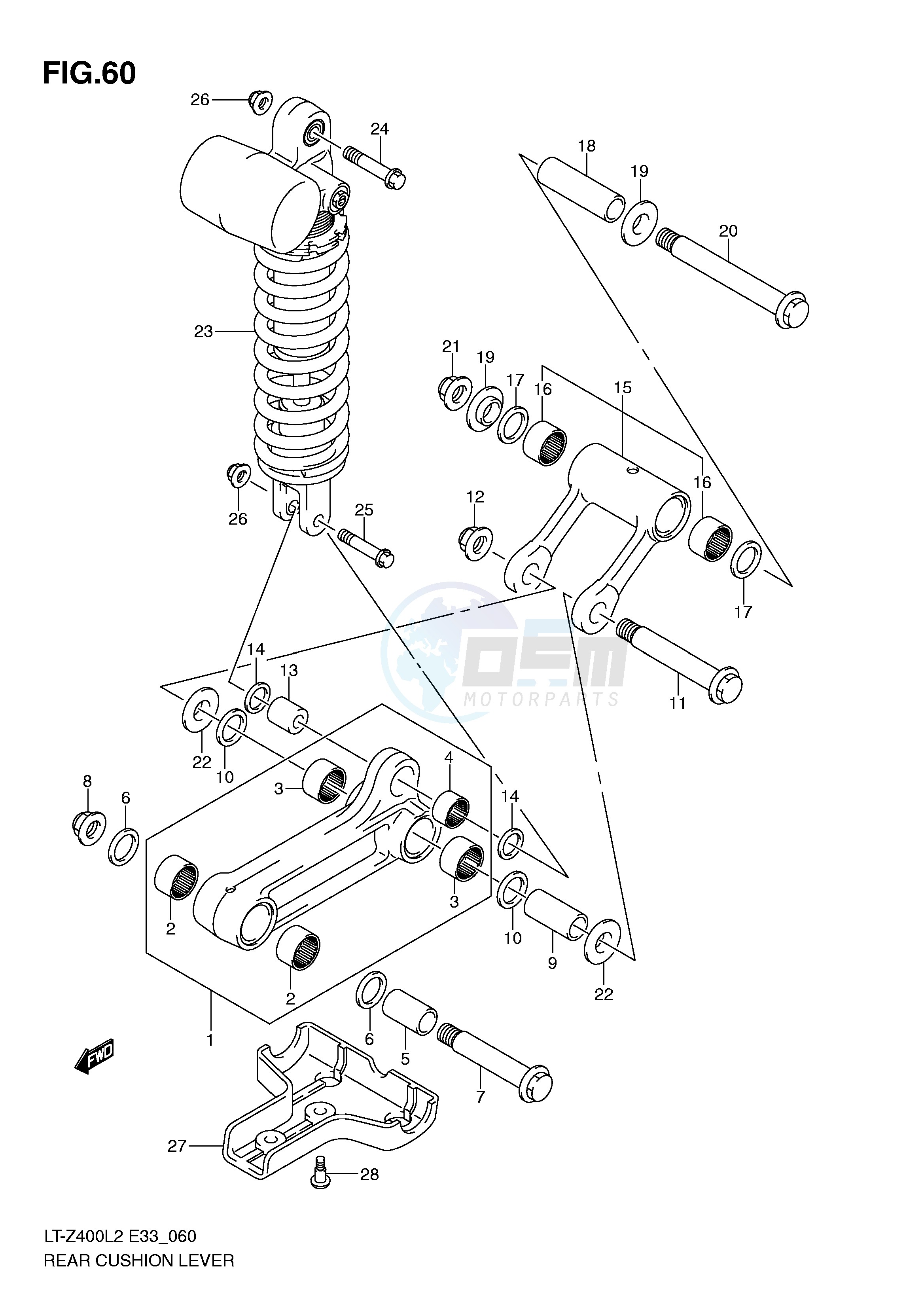REAR CUSHION LEVER (LT-Z400ZL2 E33) blueprint