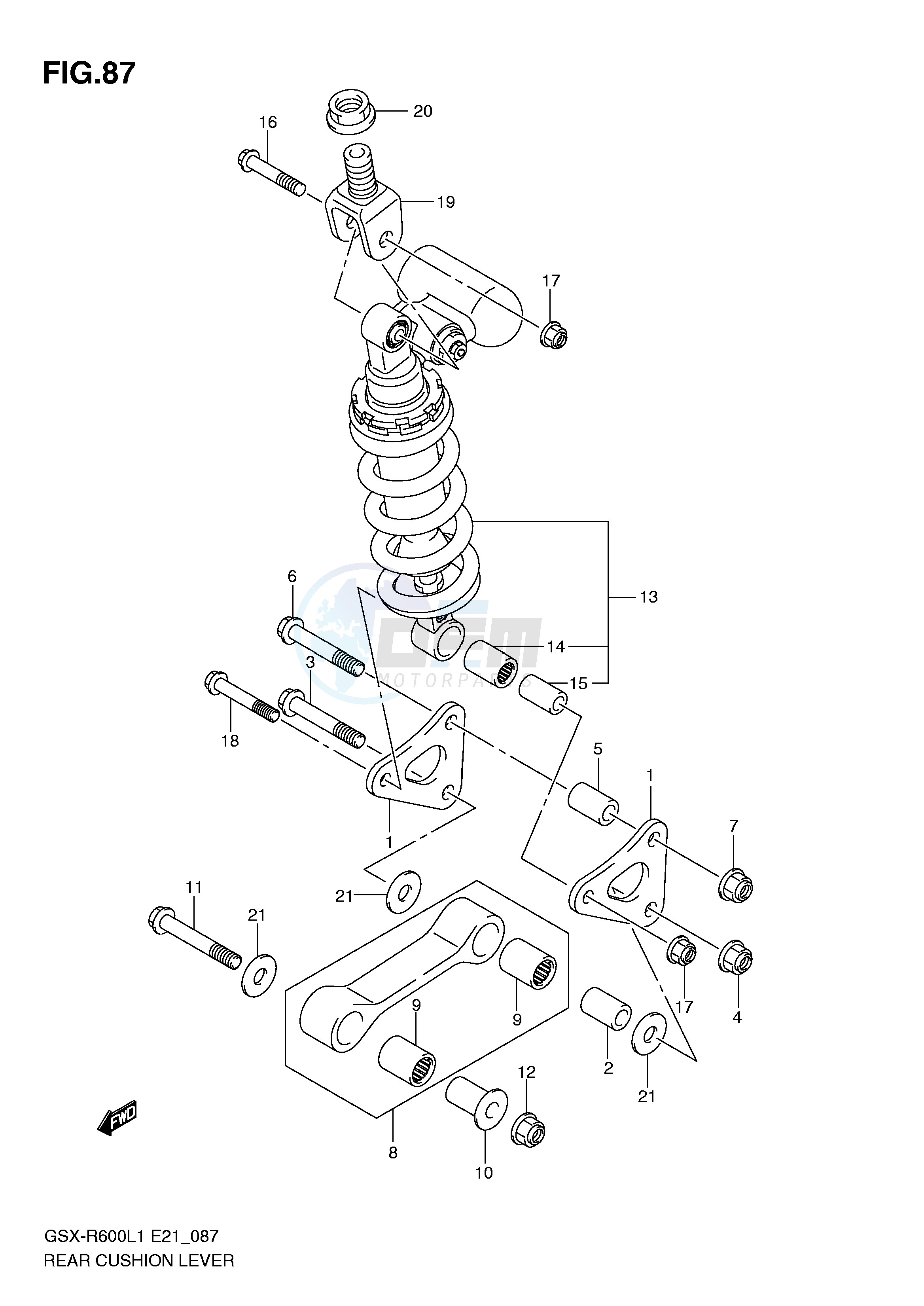 REAR CUSHION LEVER (GSX-R600L1 E24) blueprint