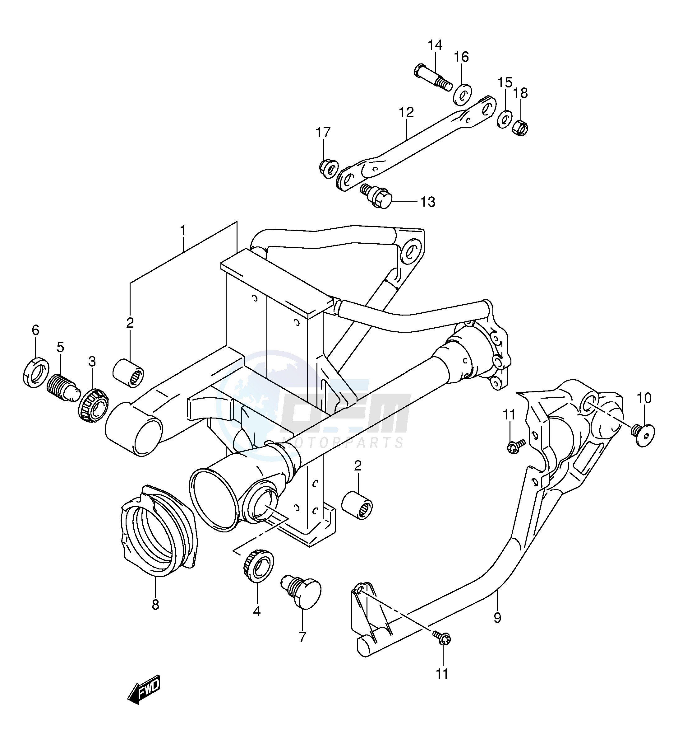 REAR SWINGING ARM (MODEL K1 K2) blueprint