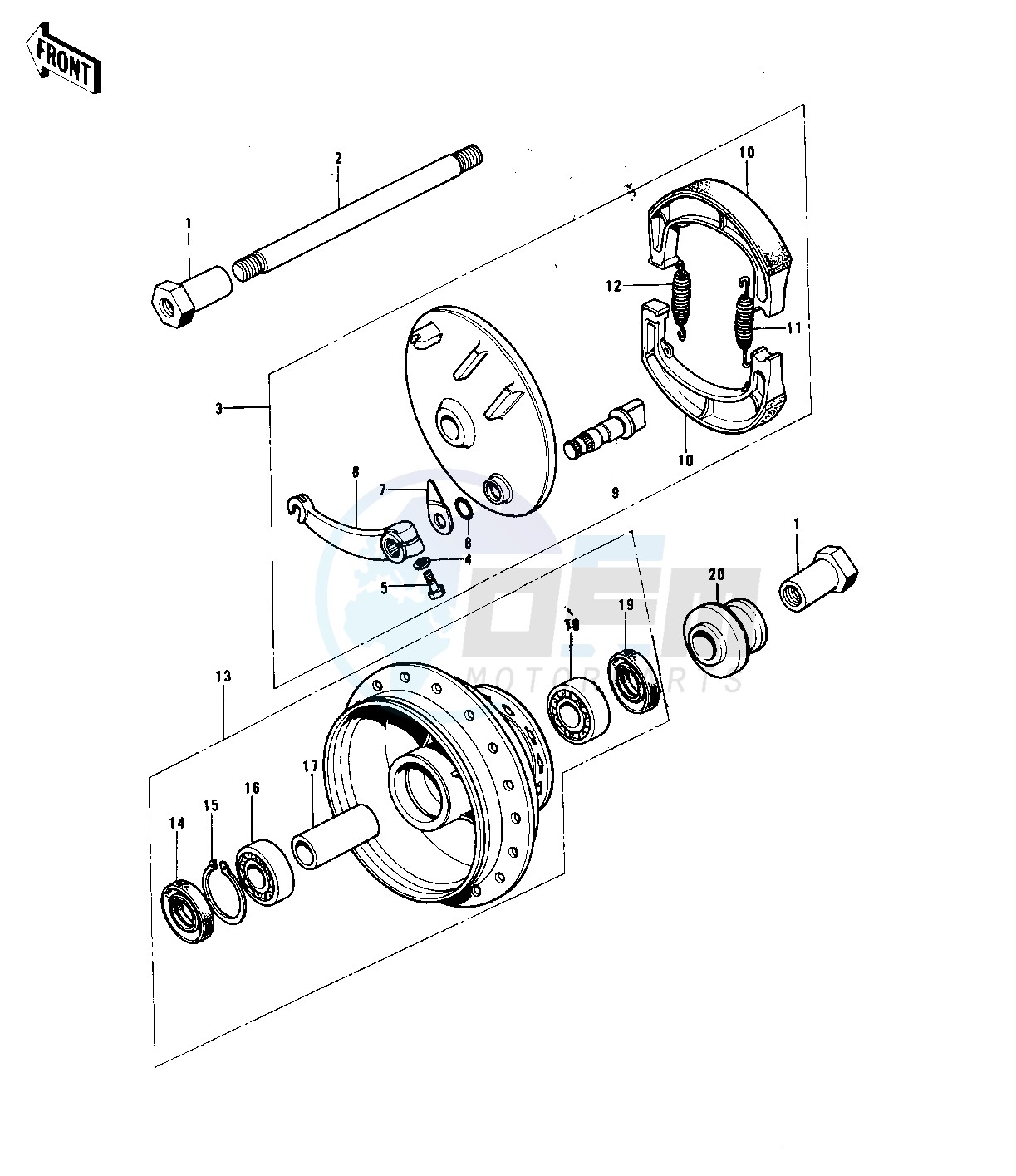 FRONT HUB_BRAKE -- 74-76 KX125_A_A3- - image