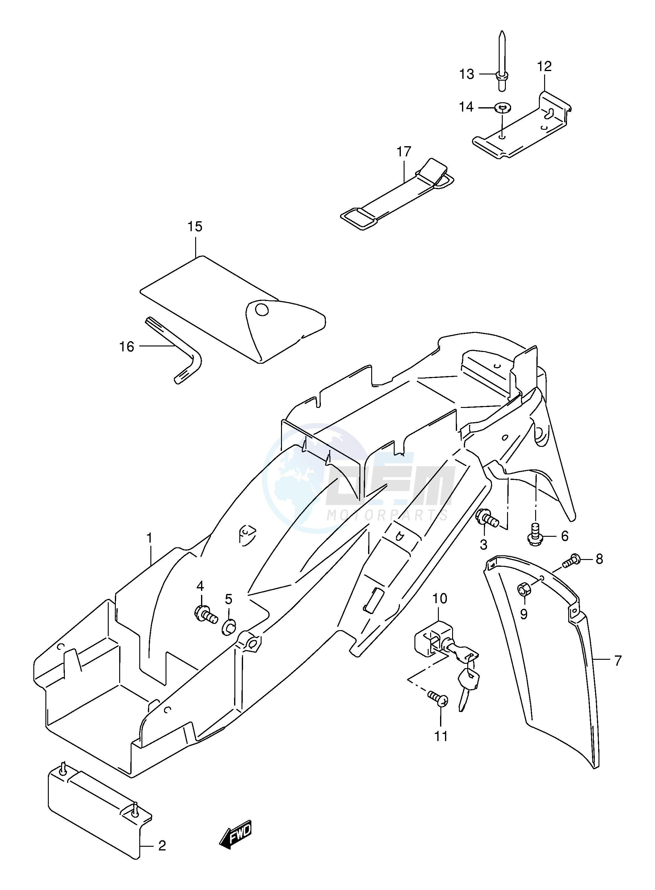 REAR FENDER (MODEL W X Y K1 K2) blueprint