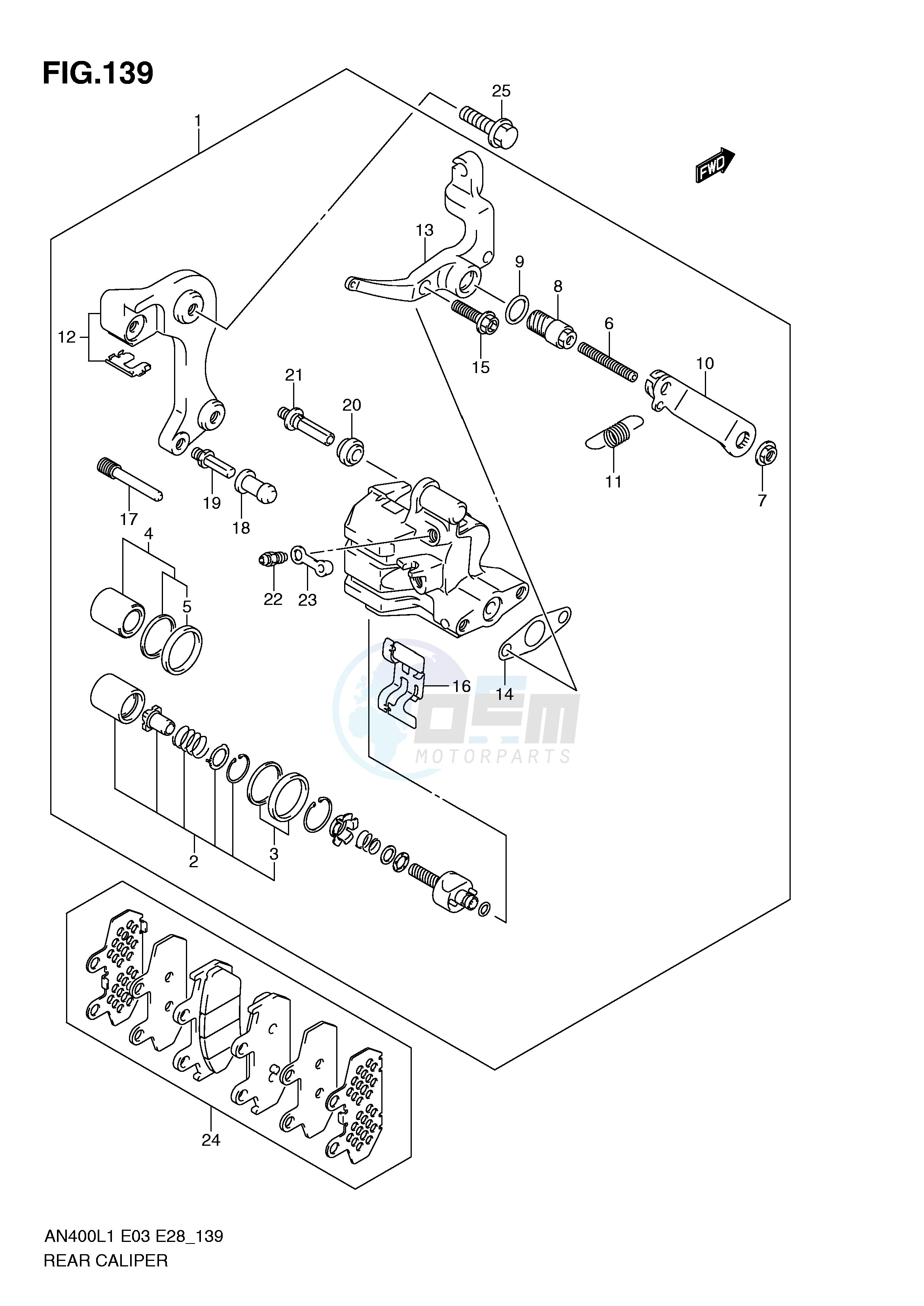 REAR CALIPER (AN400L1 E3) blueprint