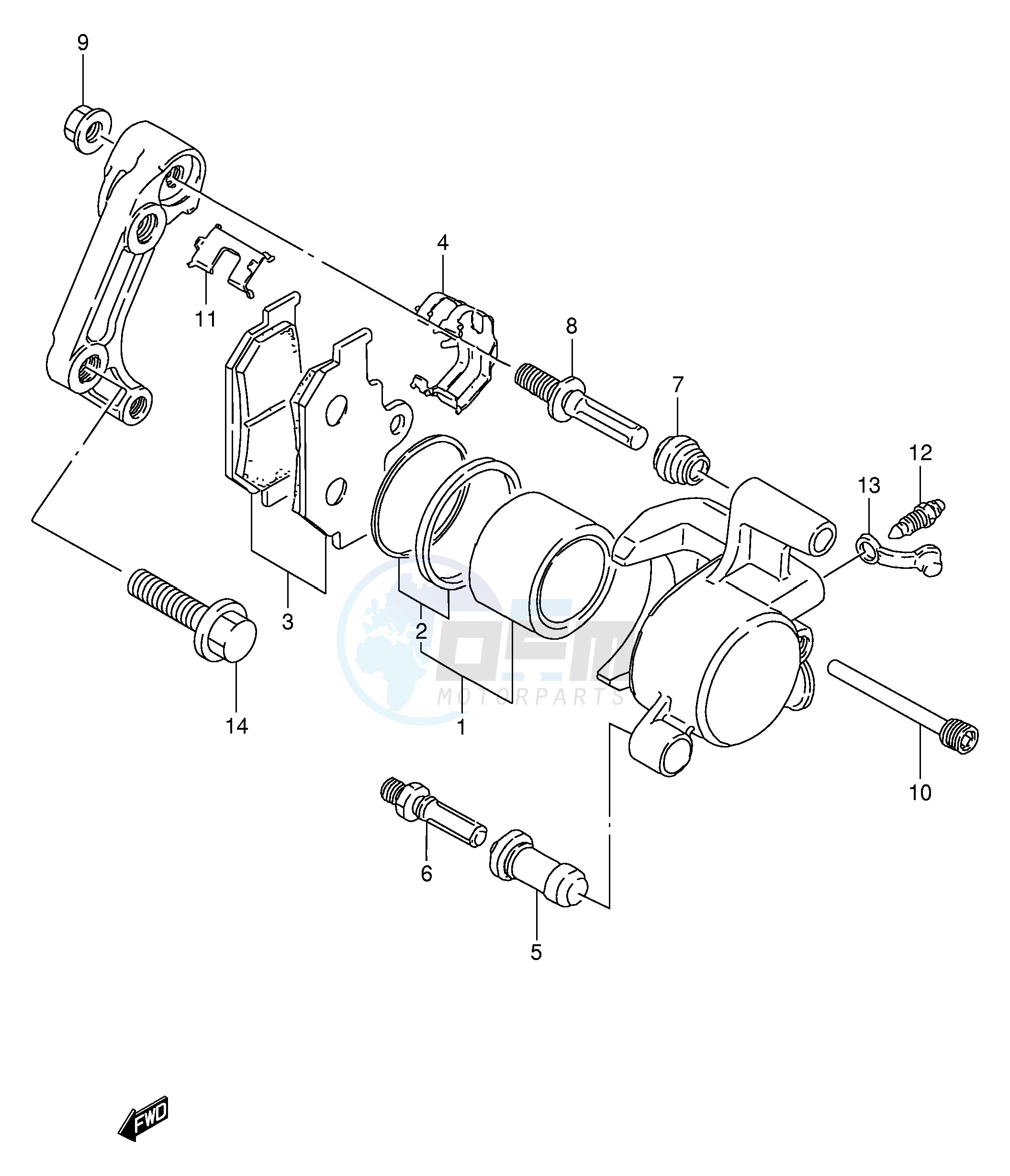 FRONT CALIPER (MODEL V W X) blueprint