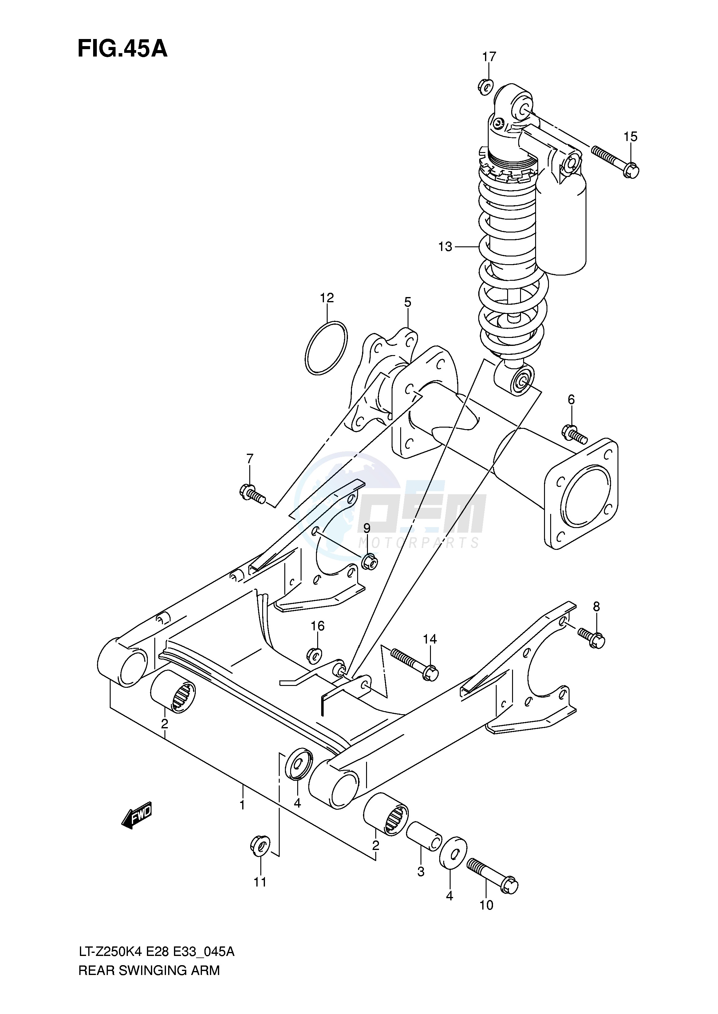 REAR SWINGINGARM (MODEL K6 K7 K8) blueprint