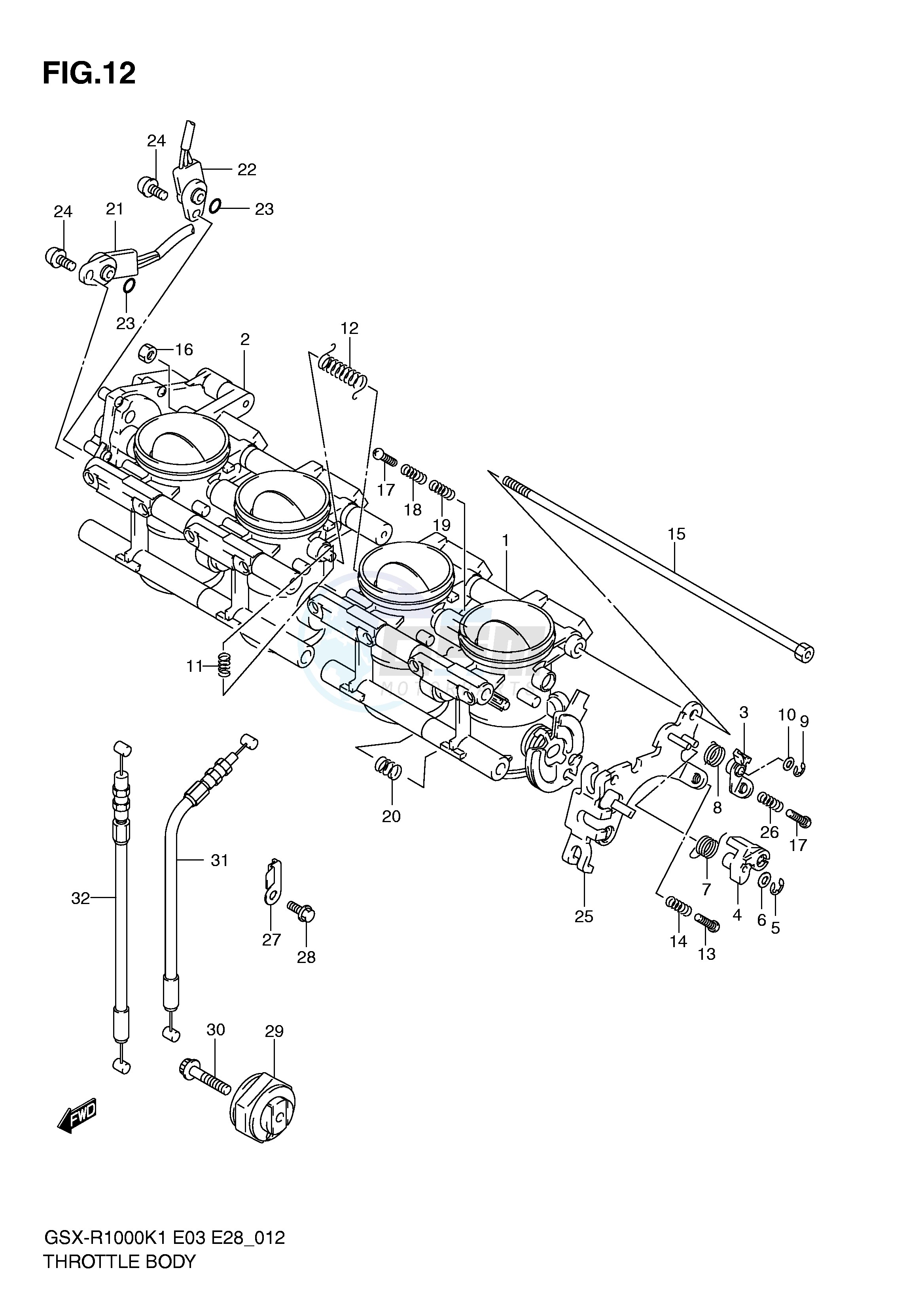THROTTLE BODY (GSX-R1000K1) blueprint