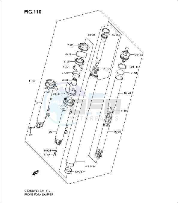 FRONT FORK DAMPER (GSX650FUAL1 E21) blueprint