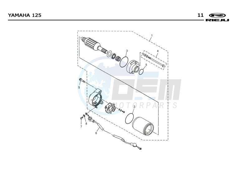HANDLEBAR - CONTROLS  Yamaha 125 4t Euro 2 blueprint