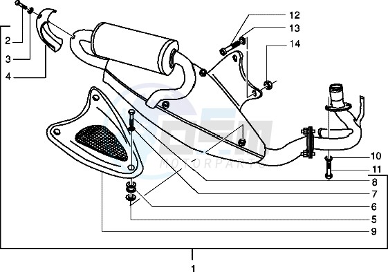 Catalytic silencer (Vehicle with rear hub brake) blueprint