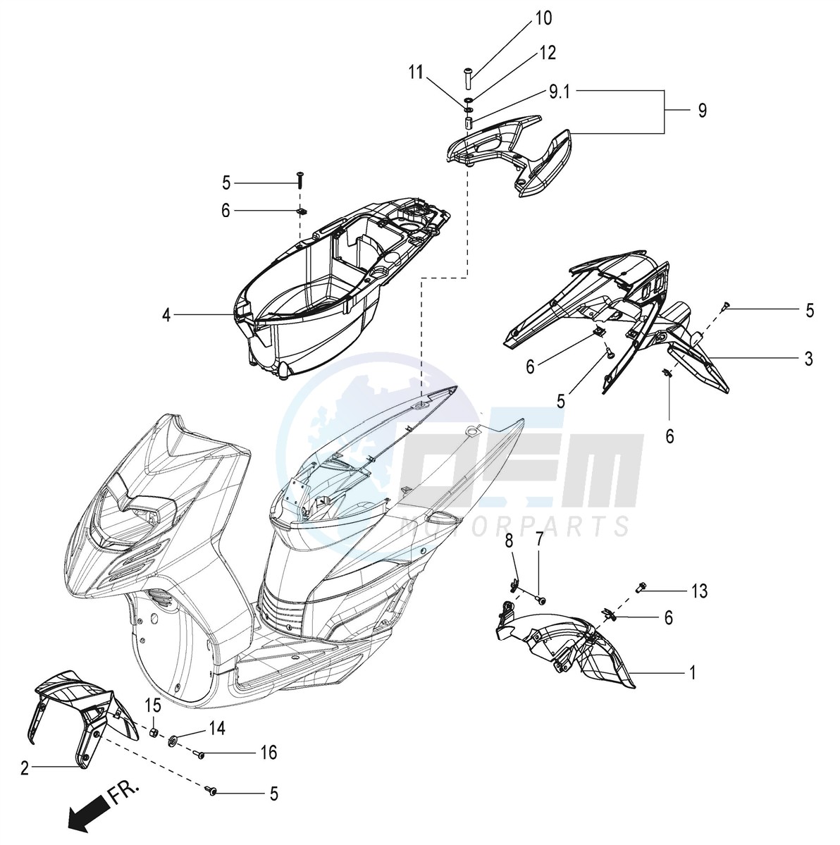 Mudguard and helmet Case blueprint