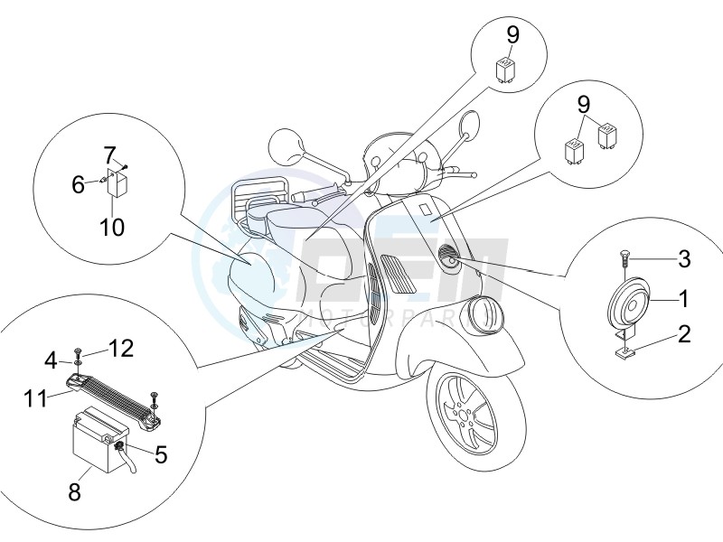 Control switches - Battery - Horn blueprint