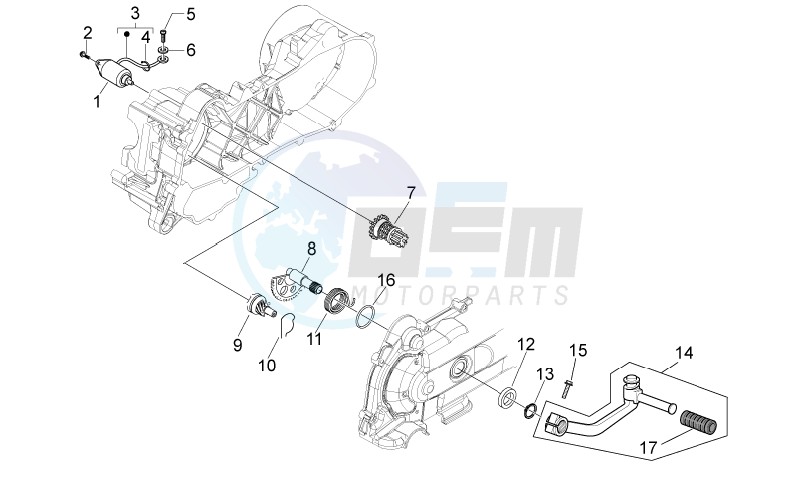 Kick-start gear - starter motor blueprint