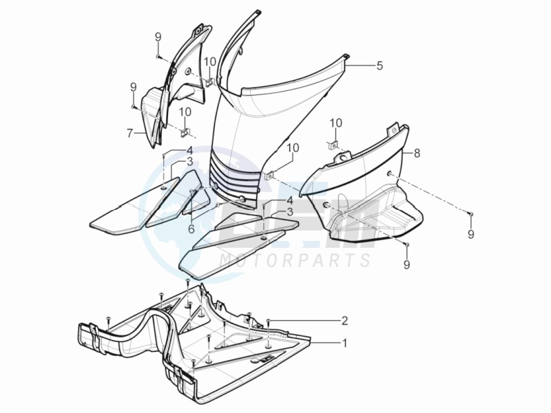 Central cover - Footrests blueprint