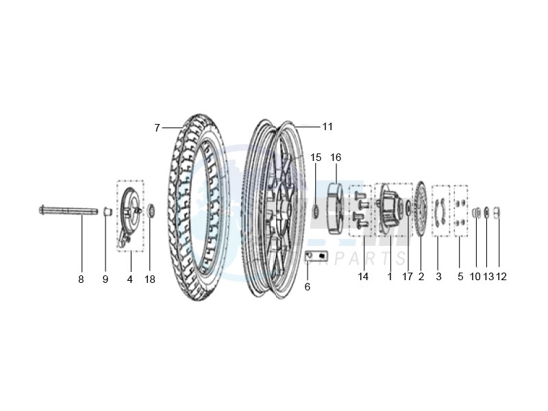 Rear wheel made of alloy assembly image