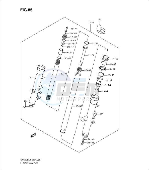 FRONT DAMPER (SV650SL1 E2) blueprint