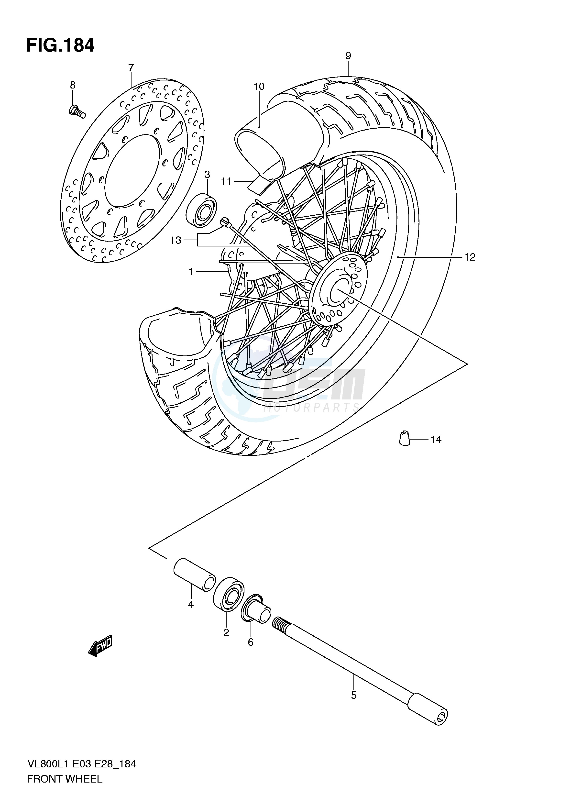 FRONT WHEEL (VL800L1 E28) blueprint
