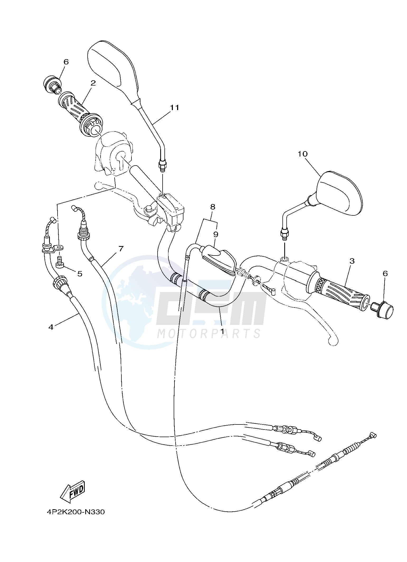 STEERING HANDLE & CABLE 2 blueprint