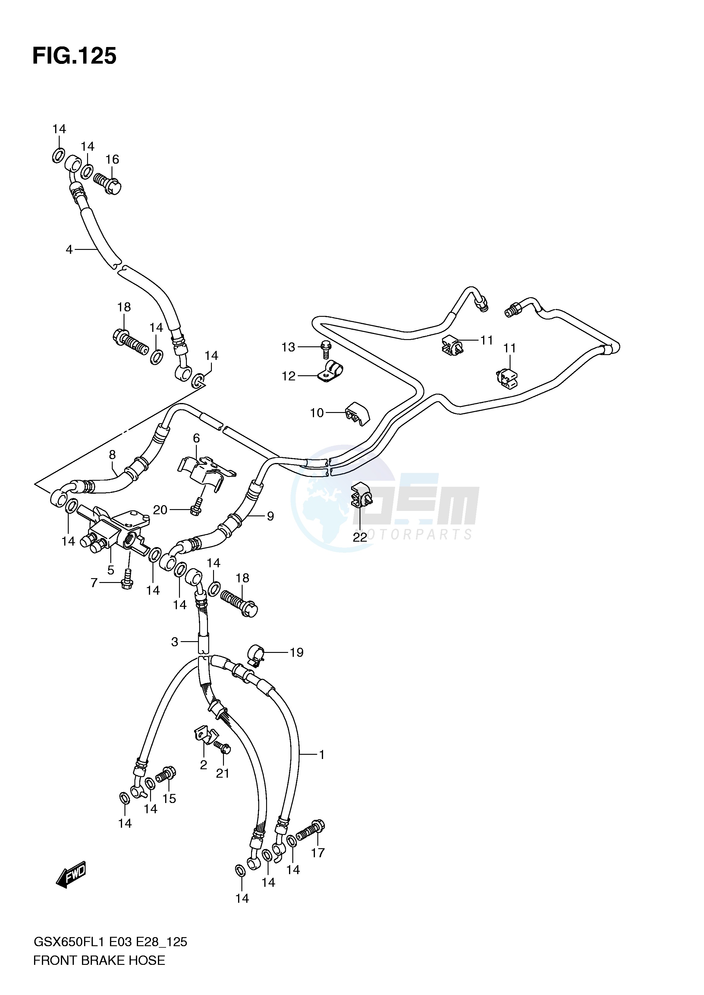 FRONT BRAKE HOSE (GSX650FAL1 E28) blueprint