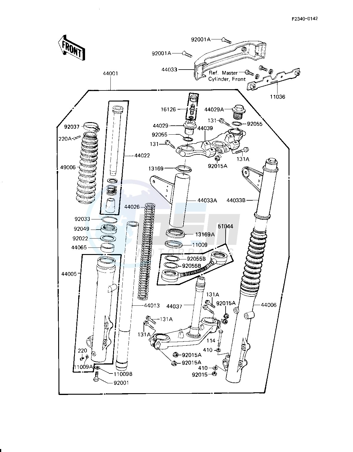 FRONT FORK -- KZ1100-D2- - blueprint