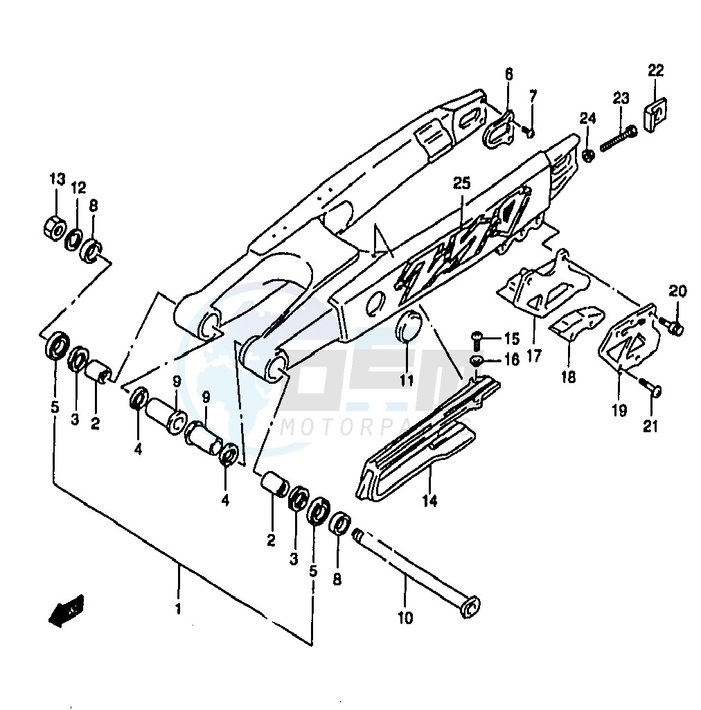 REAR SWINGING ARM (MODEL V) blueprint